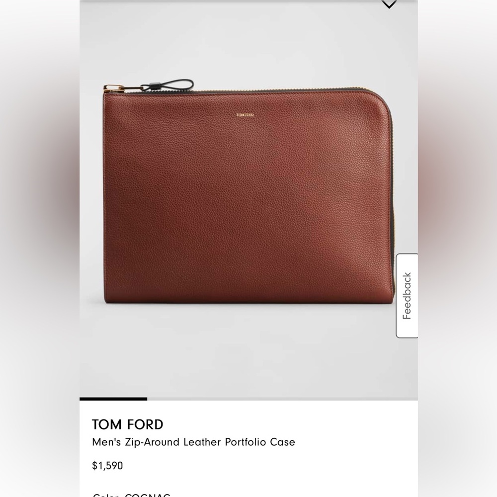 Tom Ford Black Leather Document Holder fits a laptop and folder